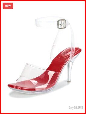 Clear Strappy Platform Heeled Sandals Ankle Strap Slingback Open Toe